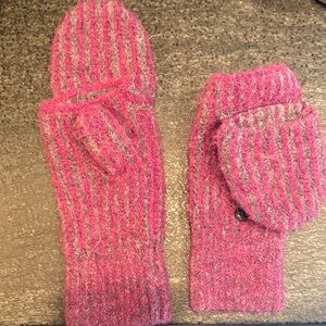 Rag & Bone Pink and Gray Knit Mittens